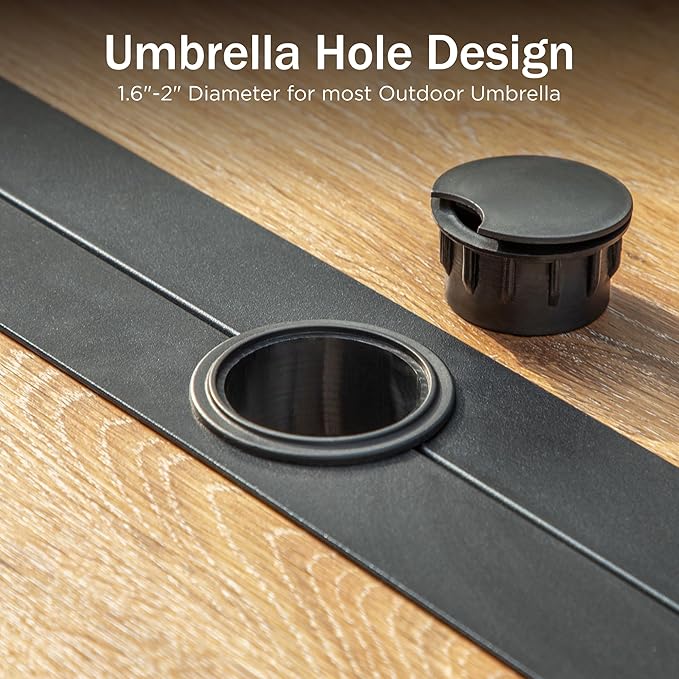 PHI VILLA 7 Piece Patio Dining Set, 6 Swivel Patio Chairs with Padded Textilene Fabric & Rectangular Dining Table (1.6" Umbrella Hole), All Weather Patio Chairs and Table Set for Deck Lawn (Brown)