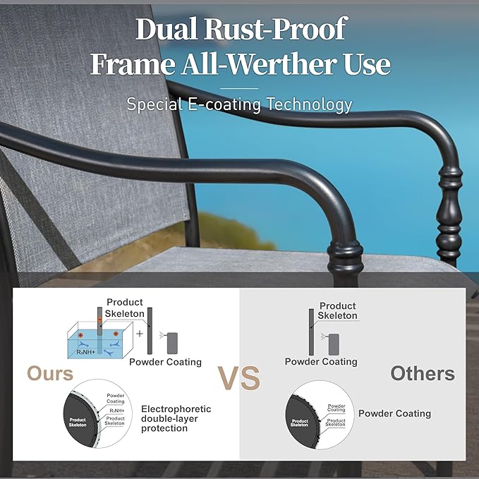 Patio Table and Chairs Set of 8, All-Weather Breathable Textilene Patio Chair with Gourd-Shaped Armrests, 83x39 Rectangle Table with Umbrella Hole, 9 Pcs Metal Frame Patio Dining Set