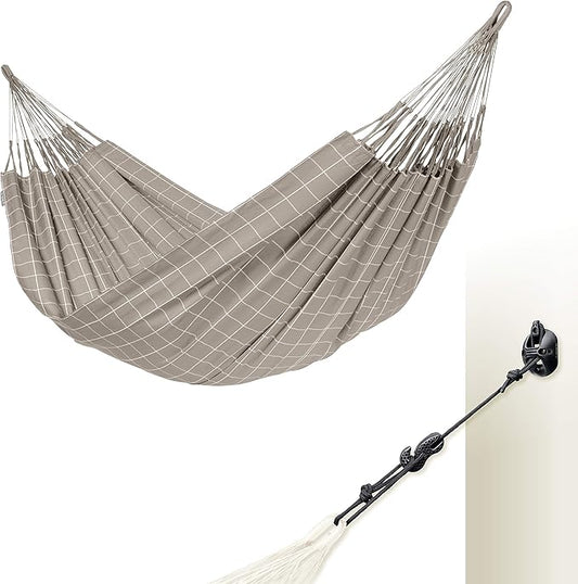 La Siesta® XL King Brisa Classic Hammock & CasaMount, Walls Ceilings Beams Suspension Kit - Indoor Outdoor Hammock Swing, Weather Resistant, Almond