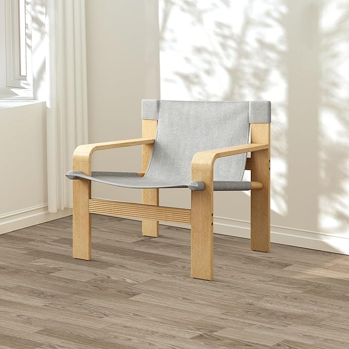 Mid-Century Accent Chair with Wide Armrest & Solid Wood Frame, Detachable and Washable Armchair, Modern Living Room Reading Chairs for Bedroom Sunroom Bedroom Balcony,White