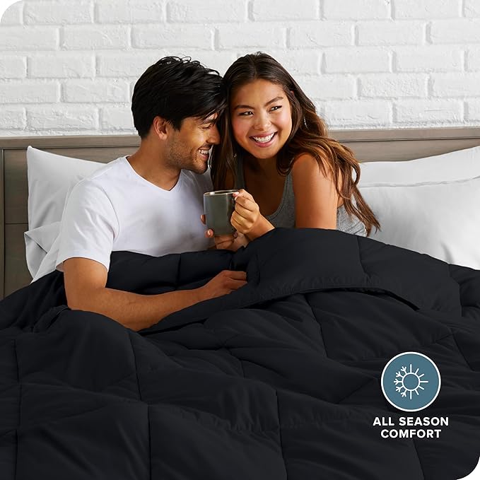 Bare Home Comforter Set - Full Size - Ultra-Soft - Goose Down Alternative - Premium 1800 Series - All Season Warmth (Full, Black)