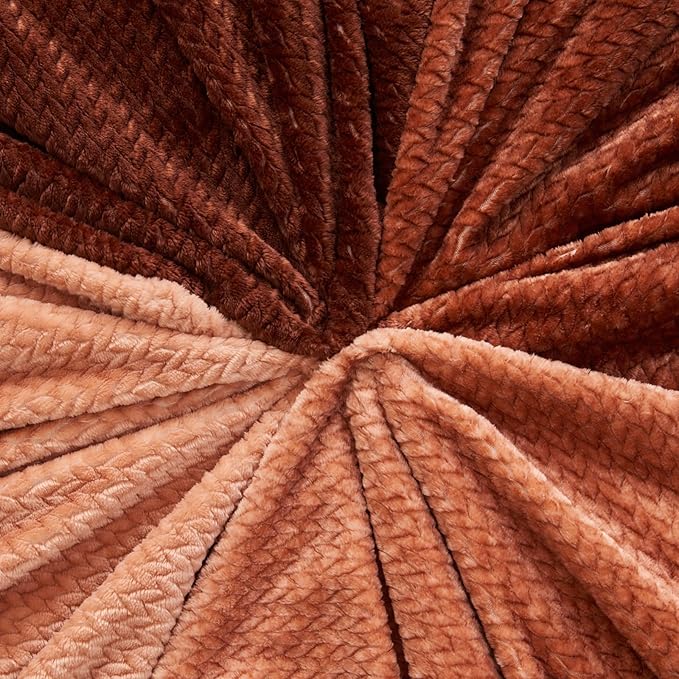 NEWCOSPLAY Super Soft Throw Blanket Ombre Coffee Premium Silky Flannel Fleece Leaves Pattern Lightweight Bed Blanket All Season Use (Ombre Coffee, Throw(40"x50"))