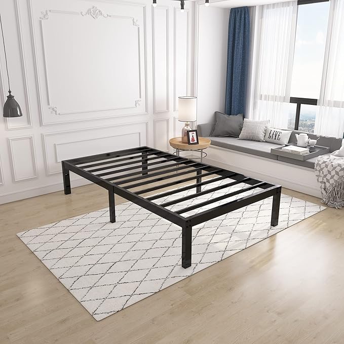 14 Inch 4000lbs Heavy Duty Support Basic Bed Frame/Mattress Foundation/Box Spring Replacement/Steel Slat Platform/Easy to Assemble/with Storage/Noise Free, Twin XL