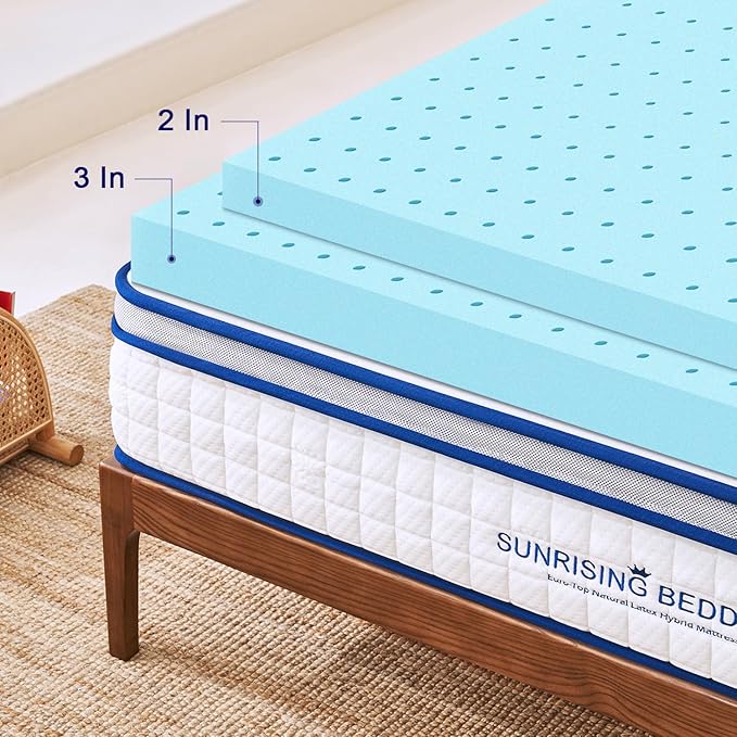 Mattress Topper King, 2-Inch Gel Memory Foam Mattress Topper for Cool Night Sleep & Pressure Relief, King Mattress Topper in a Box,Breathable Mattress Cover with Removable Cover,CertiPUR-US Certified