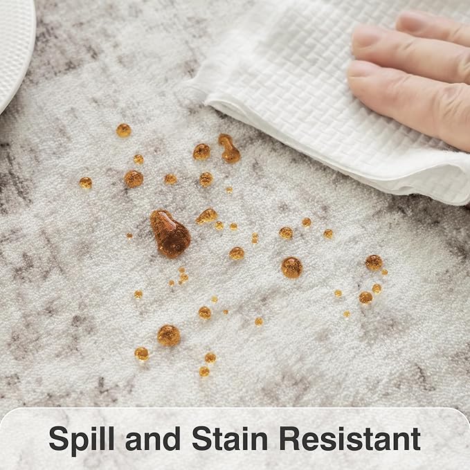 Fmfunctex 2x5 Washable Runner Rug Beige Vintage Neutral Distressed Non Slip Low Pile Indoor Carpet Soft Retro Floral Hallway Entryway Rug for Kitchen Living Room Bedroom Bathroom Laundry Entry Bedside