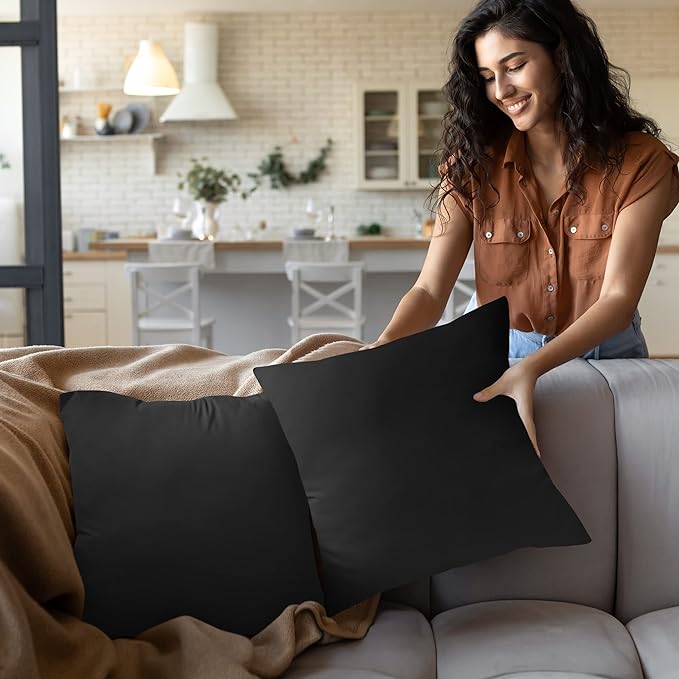 Utopia Bedding Throw Pillows Insert (Pack of 2, Black) - 24 x 24 Inches Bed and Couch Pillows - Indoor Decorative Pillow