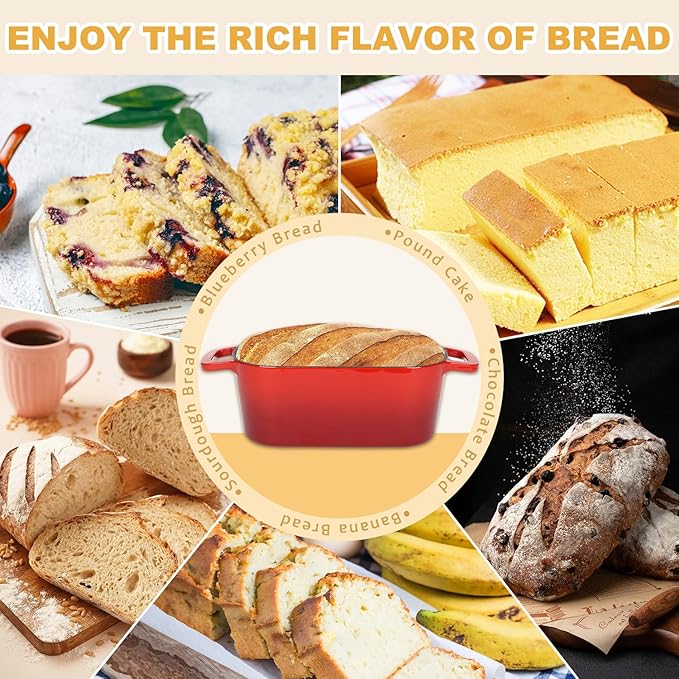 3.6QT Oval Enameled Cast Iron Dutch Oven, Sourdough Bread Baking Pan with Lid