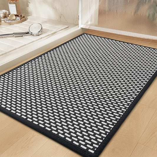 RESARE Non Slip Bath Mat - Machine Washable Bathroom Rugs, Super Absorbent Bath Mat Quick Dry Bathroom Mat, Bath Rugs Ultra Soft Rugs for Bathroom Floor, 24"x35" Black