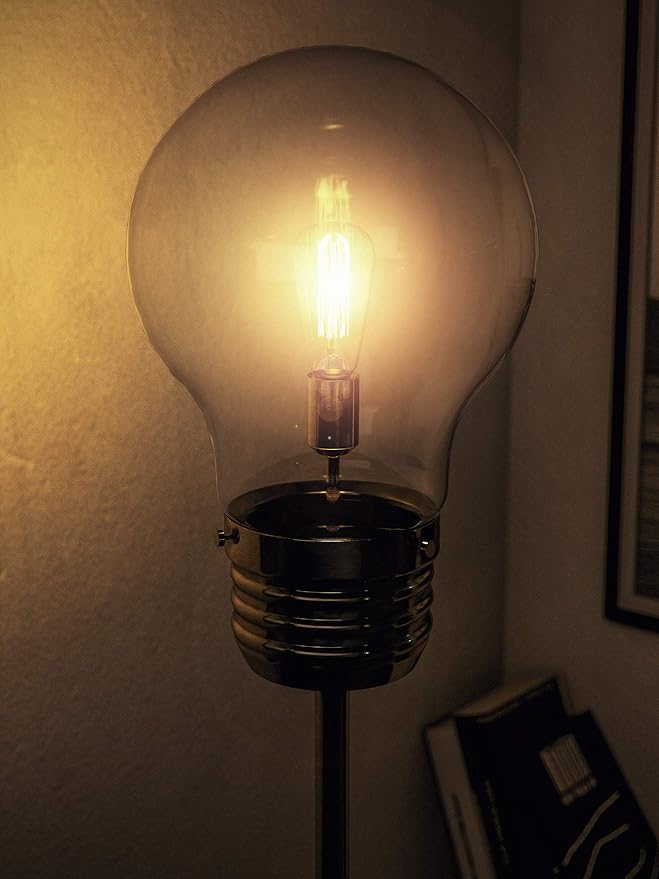 Kenroy Home 32463AB Edison Floor Lamp with Antique Brass Finish, Rustic Style, 71.5" Height, 11.438" Width, 11.438" Depth , Medium