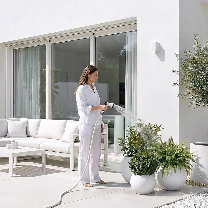 DTY Signature Mount Sherman Modern Indoor Outdoor Fiberstone Sphere Planter, Durable Round Garden Pot, Weather Resistant, Drainage Hole & Rubber Plug, Planter for Christmas Tree - Medium, White