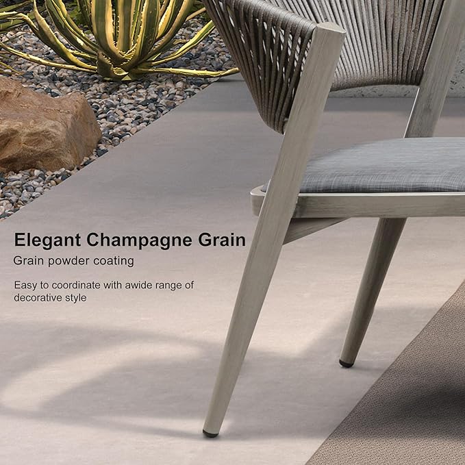 PURPLE LEAF 13-Piece Patio Dining Set Outdoor Furniture Rectangular Table and Chairs Set with Aluminum Frame and Wicker Rattan for Garden Deck Backyard Kitchen Gray Outdoor Set