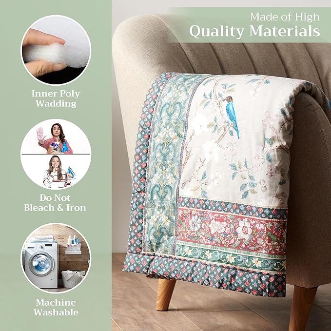 Maison d' Hermine Throw Blanket for Couch Lightweight Soft Warm Breathable Cotton Throw Blankets for Bed Girls Boys Women Men Gifts Sofa Travel Living Room Chair Bedding (60"x80", Osaka)