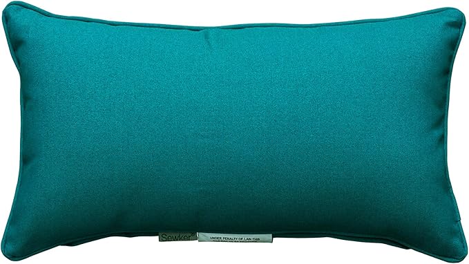 SewKer] Indoor/Outdoor Rectangle Toss Pillow/Lumbar Throw Pillows, Corded, Set of 2 Teal 3616