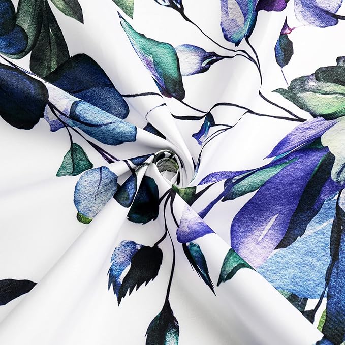 Gibelle Spring Floral Shower Curtain for Bathroom, Watercolor Green Eucalyptus Leaves Plant Shower Curtain Set with Hooks, Washable Polyester Fabric 72x72 Inch