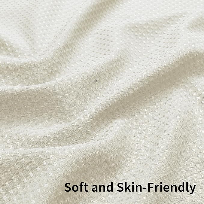 Colorful Star 256GSM Waffle Weave Heavy Duty Shower Curtains, No Hook Shower Curtain with Snap in Fabric Liner, Hotel Style Waterproof Bathroom Curtain Set, 72 x 81 Inch, Ivory