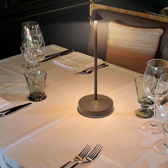 Rechargeable Table Lamp Cordless,3000 Mah Battery Powered Lamp 2 Level Dimmable Table Lamps Mini Table Lamp in Aluminium 3000k Touch Lamp Cordless Table Lamps for Indoor & Outdoor (Rust)