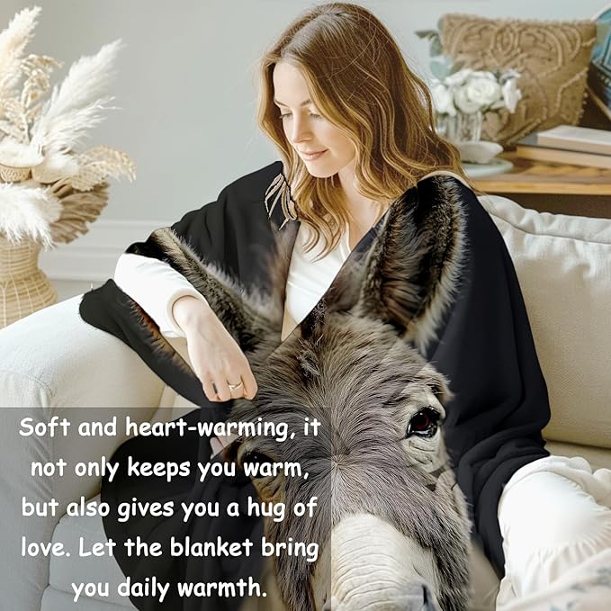 Donkey Flannel Blanket, Donkey Gifts, Animal-Themed Blanket for Women, Soft Lightweight Throw Blankets for Bed Home Travel Decor 40" x 50"