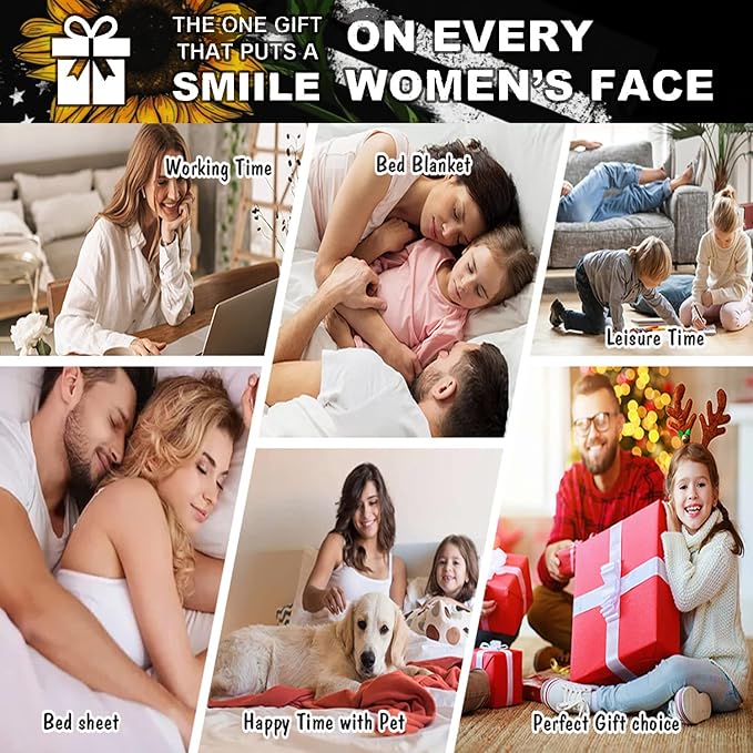 Sunflower Gifts Blankets for Women, Sunflower Throw Blankets for Womens, Fleece Throw Blankets 50x60 in, Gifts for My Wife Girlfriend Mom Birthday (Sunflower Throw Blankets, 60"×50“)