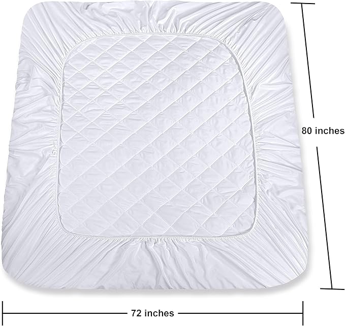 Utopia Bedding Quilted Fitted Mattress Pad, RV King Size, Elastic Fitted Mattress Topper Protector and Cover Stretches up to 16 Inches Deep, Machine Washable (White)