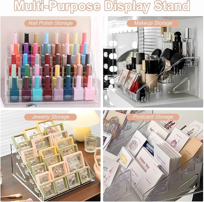 Nail Polish Organizer Clear Acrylic Eyeglasses Display Holder Essential Oil Storage Rack Makeup Stand Tray - 5 Layer