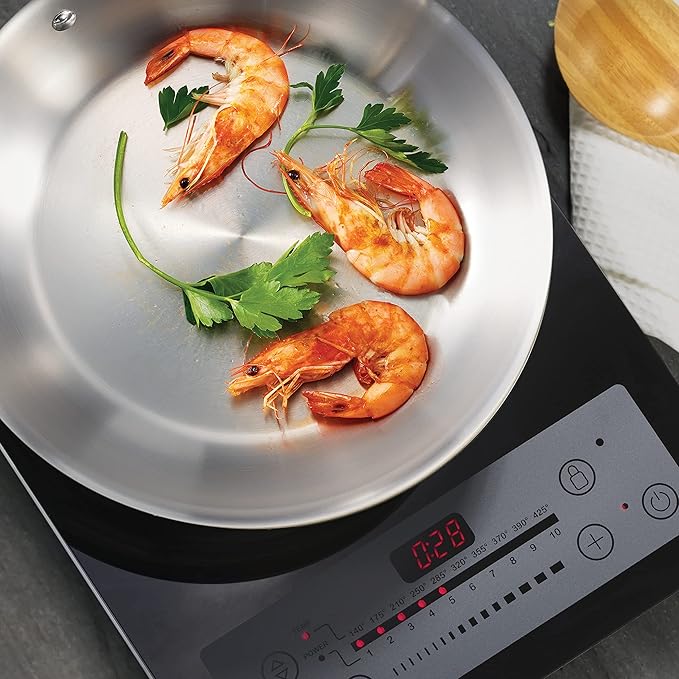 Tramontina Signature Tri-Ply Clad Stainless Steel 12-Inch Large Frying Pan, Induction-Ready Skillet, Dishwasher-Safe, NSF-Certified, Made in Brazil