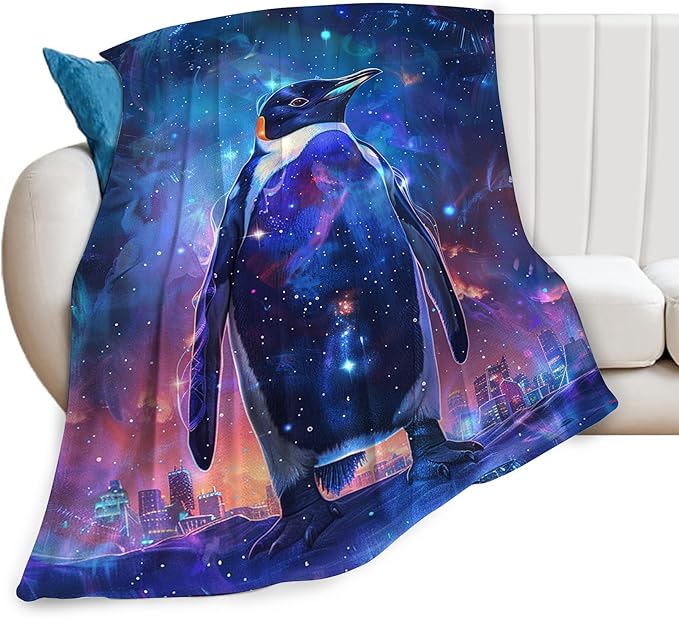 Fantasy Penguin Blanket Penguin Throw Blanket Penguin Gifts and Decor Animal Blanket for Girls Boys Women Men Kids Adults Soft Warm Cozy Fleece Blanket for Couch Sofa Bed 60"x50"