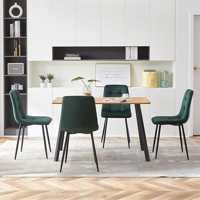 Comfy Dining Chairs Set of 4,Upholstered Velvet Home Chair Soft No Arms Accent Chairs with Back for Small Spaces,Simple Stylish Dining Chair for Kitchen,Dining Room
