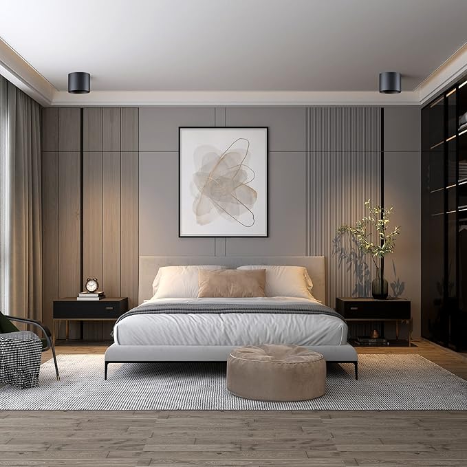 Flush Mount Ceiling Light, 20W LED Dimmable 5.9" Cylinder Ceiling Light, Aluminum Rustic Black Ceiling Spotlight for Foyer Closet Kitchen Hallway Entryway 3000K Warm White