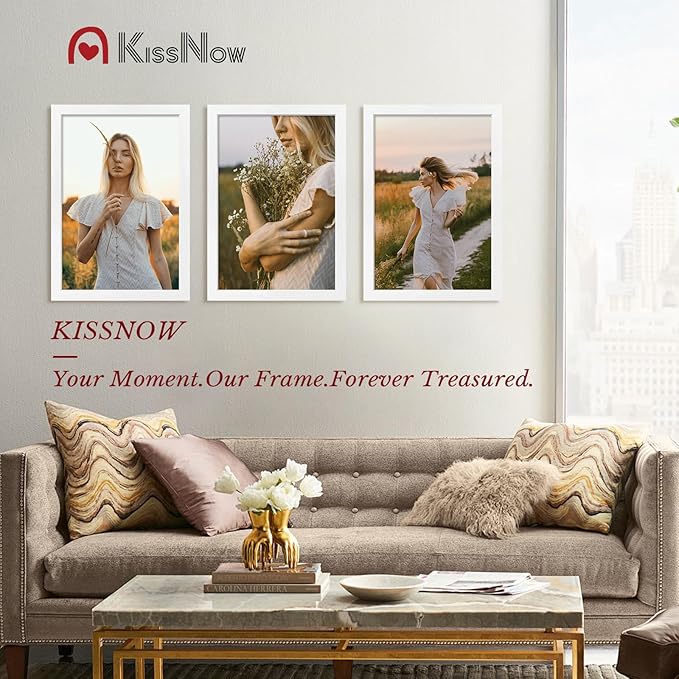 13x19 Picture Frame 4 Pack, White Solid Wood, Wall Gallery Poster Frame