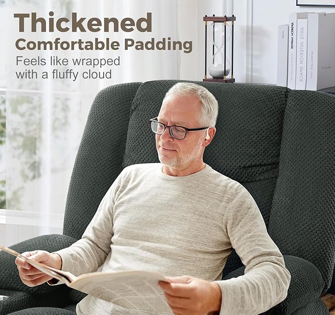 Large Dual Motor Lay Flat Power Lift Recliner Chair, Massage Recliner Chairs with Heat, Lumbar Pillow, USB & Type-C Ports, Oversized Recliner for Big & Elderly People for Living Room - Grey