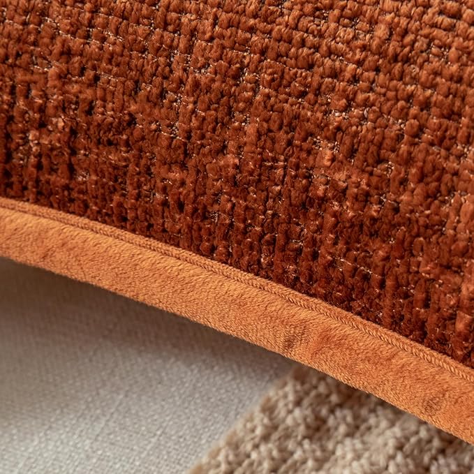Yaertun Pack of 2 Chenille Textured Decorative Throw Pillow Covers Accent Solid Cushion Cover Soft Cozy Pillow Case with Velvet Back for Couch Sofa Bed Living Room 20x20 Inch Burnt Brick