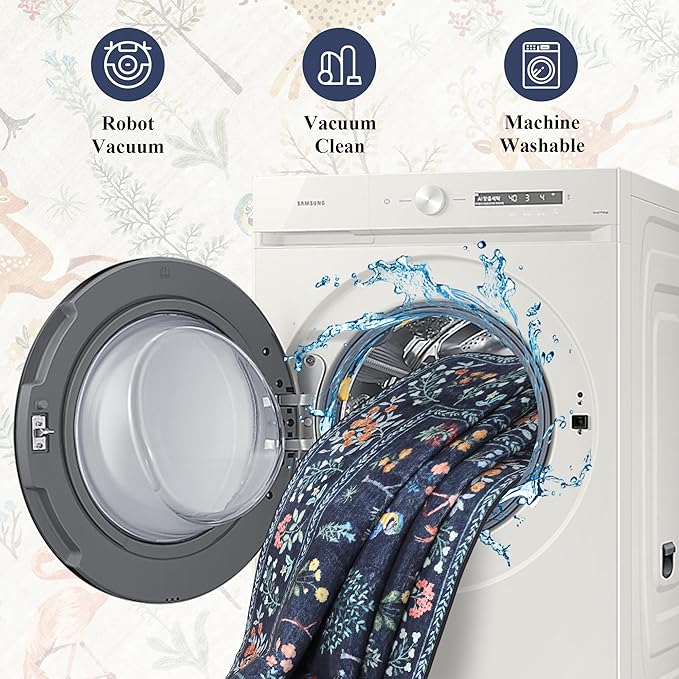 DUKINO 2x6 Rug for Hallway, Washable Kitchen Runner Rug with Non Slip Backing, Soft Low Pile Vintage Animal Runner for Bedroom, Kitchen, Hallway, Entryway, Laundry, Navy Blue