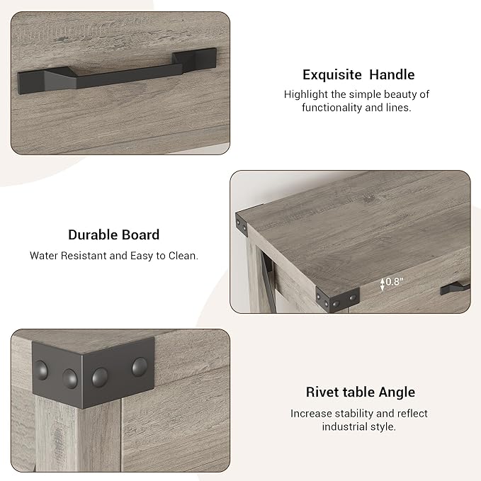 43” Entryway Table with Drawers, Narrow Console Sofa Table with Storage & Shelves, Farmhouse Entryway Console Table for Hallway, Living Room - Grey