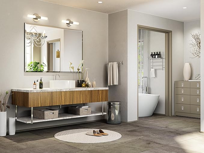 Bathroom Mirrors for Wall Beveled, 48"x32" Frameless Bathroom Vanity Mirror, Wall Mount Mirror for Bedroom Entryway Living Room Hangs Horizontally or Vertically