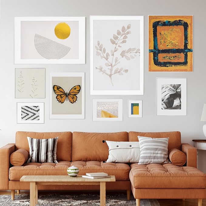 12x12 Frame | Metal Square Picture Frame With Tempered Glass | 12x12 Frame With Mat For 10x10 | Minimalist Modern Poster Frame | Hanging Hardware Included | Silver, 3Pcs