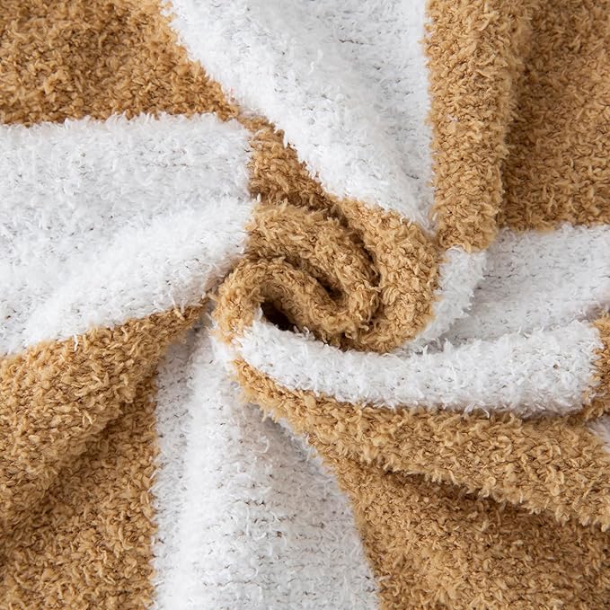 YIRUIO Throw Blanket Checkered Chessboard Fluffy Fuzzy Warmer Comfort Reversible Super Soft Cozy for Home Decor Bed Couch Sofa Living Room (Burnt Orange, 51''x63'')