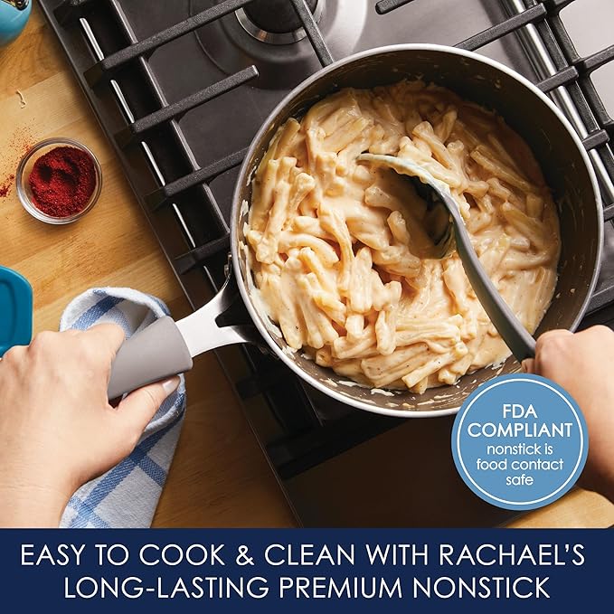 Rachael Ray Cook + Create Nonstick Saucier Pan/Saucepan, 3 Quart, Gray