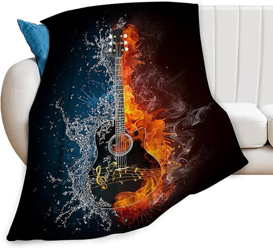 Guitar Blanket Guitar Throw Blanket Soft Fleece Flannel Bedding Rock Roll Music Gifts for Men Guitarist Boys Women Girls Lovers Adults Stuff Plush for Couch Sofa Bed Room Decor 50"X60"