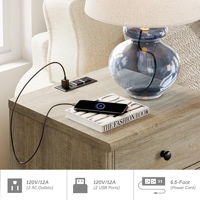 WAMPAT 100 inch TV Stand with 8 Drawers, TV Cabinet Entertainment Center for 75/80/85/90 Inch TV, Kids Dresser with 3 Drawers for Bedroom, Nightstands with Charging Station for Living Room, Wash Grey