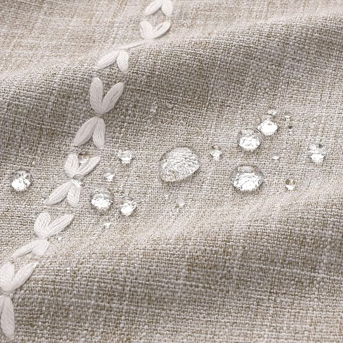 MitoVilla Boho Long Shower Curtain 72 x 78, Farmhouse 78 inch Long Polyester Linen Fabric Shower Curtains with Tassel for Chic Cottagecore French Rustic Bathroom Decor, Tan Brown