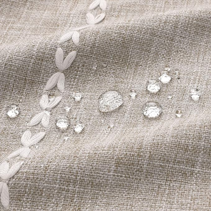 MitoVilla Boho Farmhouse Fabric Shower Curtain, Tan Brown Modern Polyester Linen Shower Curtains for Vintage Rustic Bathroom Decor, Country Tassel Thick Cloth Shower Curtain, Taupe, 72 x 72