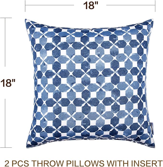 JMGBird Outdoor Pillows Waterproof Set of 2 Outdoor Throw Pillows with Insert Included Pillow 18×18 Inch Patio Pillow for Furniture