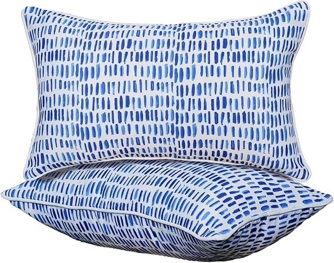 Outdoor Lumbar Pillows - Decorative Pillows with Insert Included Set of 2 Outdoor Pillows for Patio Furniture 12x20 Inch