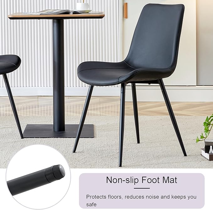 45 Inch Round Dining Table Set for 4, 5 Piece Kitchen Table and Chairs Set, Black Faux Marble Table Top, Small Space Dining Set for Apartment or Dining Room