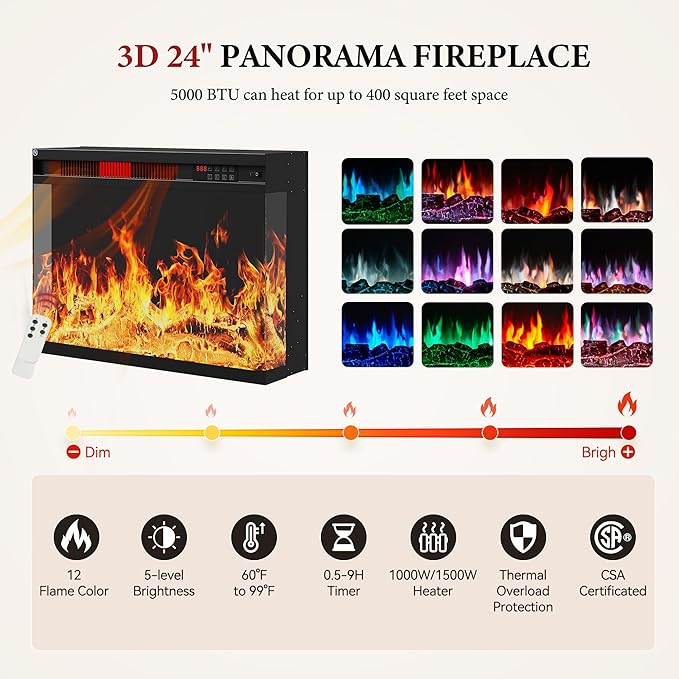 MXV 59'' Fireplace TV Stand, Farmhouse Entertainment Center with 3 Sided Glass TV Stand, Modern Media Console Table with Storage Drawers & Cabinets with LED Flame and Lights for Living Room, Gray