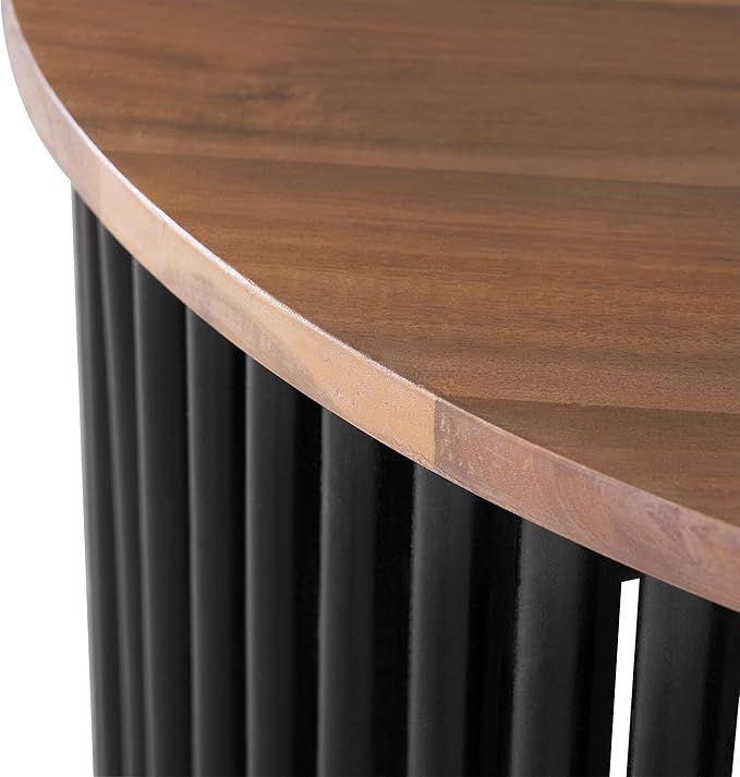 30" Acacia Wood Coffee Table with Wooden Base,Modern Industrial Accent Tables,Round Table for Indoor,Outdoor,Living Room,Lounge,Patio,Natural+Black