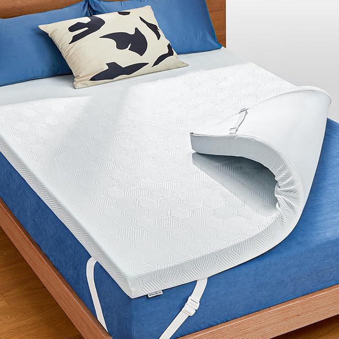 Dreamsmith 3 Inch Gel Memory Foam Mattress Topper Queen, Breathable Pressure Relief, High Density Pad, Washable Cover with Elastic Straps & Non-Slip Bottom, CertiPUR-US Certified, Cooling