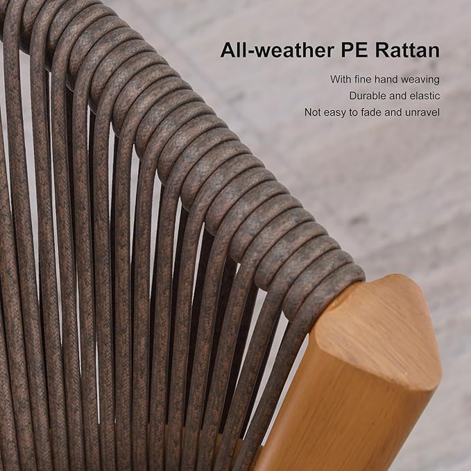 PURPLE LEAF 5 Pieces Oversize Round Outdoor Dining Set Patio Dining Furniture Aluminum Wicker Rattan Patio Dining Set for Lawn Backyard Deck Brown