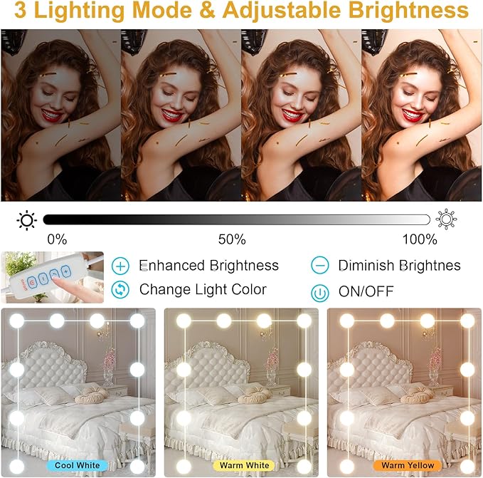 JBLCC Vanity Desk with Mirror and Lights, Black Makeup Vanity with 3-Color Lighted Sliding Mirror, 4 Drawers & Open Shelves, Small Vanity Table for Bedroom, Girls & Women