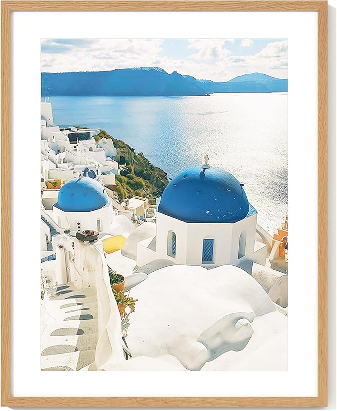 Axeman 22x28 Picture Frame with Mat for 18x24, Solid Oak Wood Poster Frame with Tempered Glass, Wooden 22''x28'' Minimalist Photo Frame Puzzle Frame with Wall Hooks for Art Photo and Prints, Natural